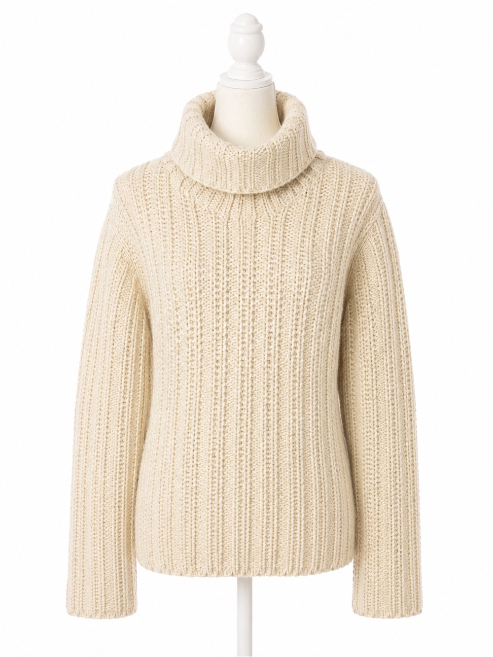 Ann Taylor Alpaca Blend Sweater M Cream Turtleneck Chunky Knit Cozy Womens